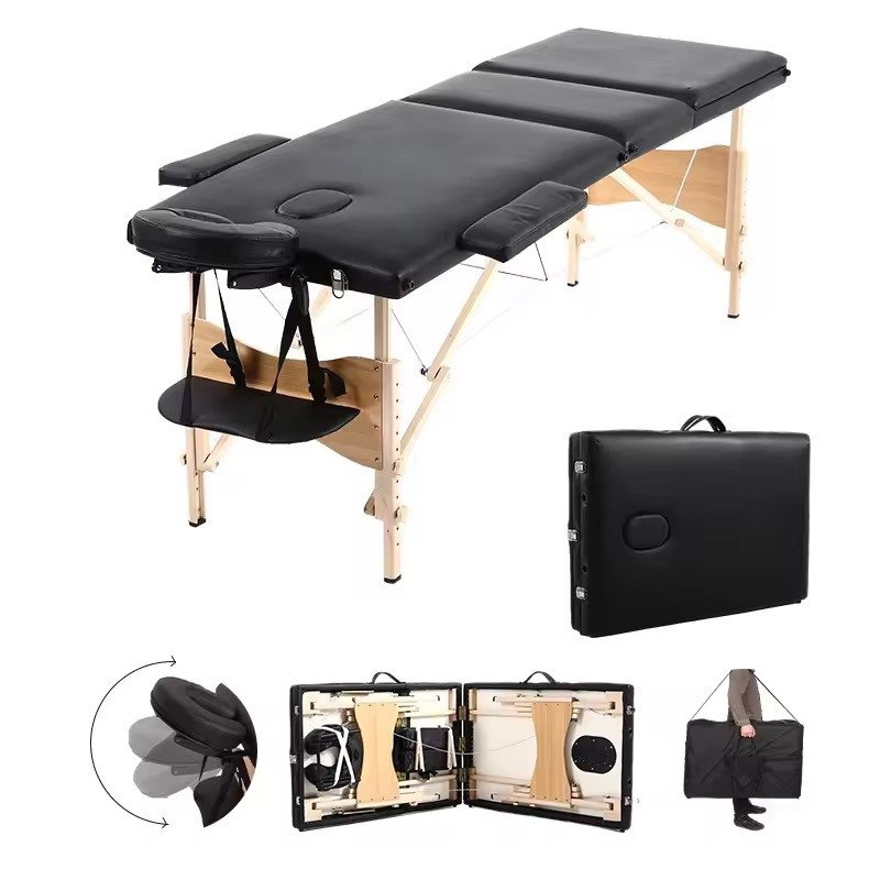 3-Section Folding Wooden Portable Massage Bed